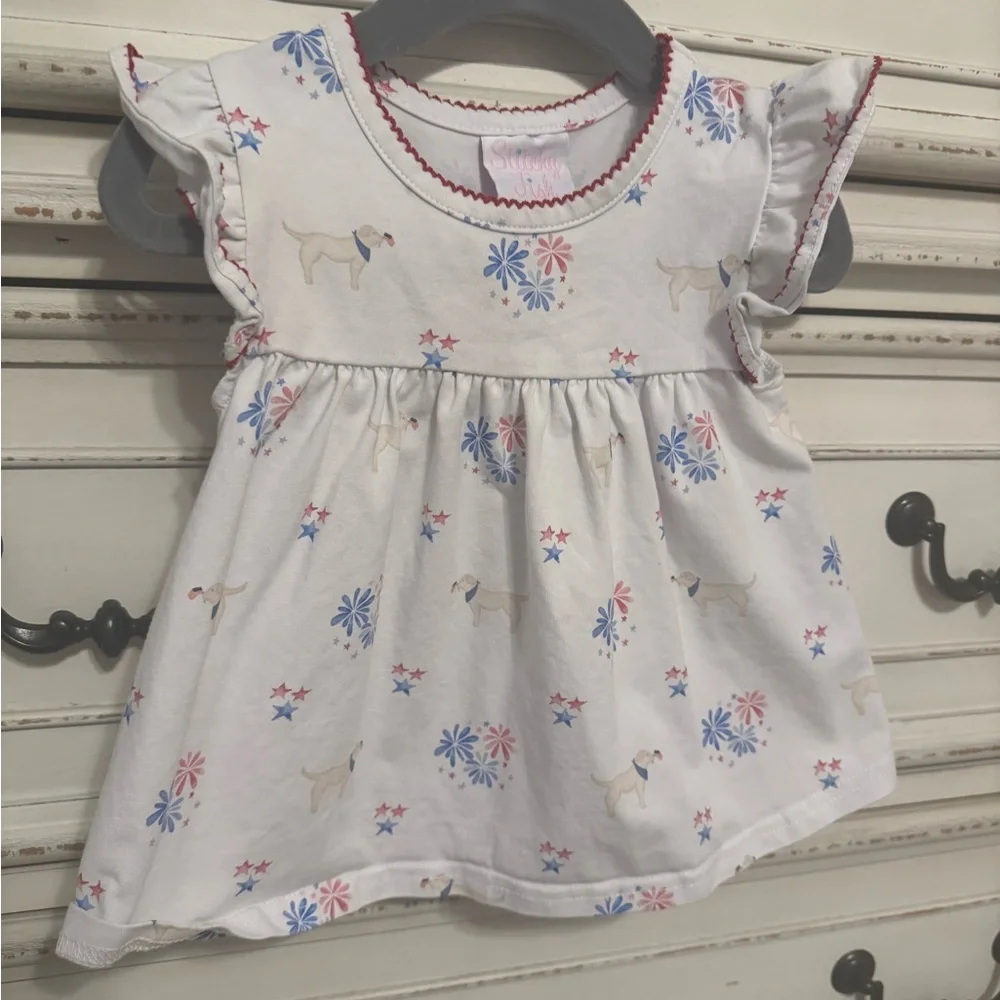 White Toddler Set with Dog and Star Print